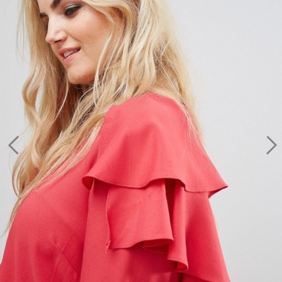 NWT Asos Alice & You Sheer Red Ruffle Layer Top - Picture 3 of 6